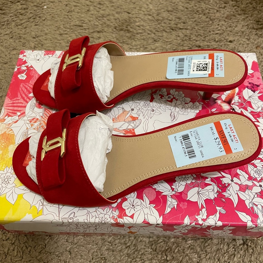Red heeled slippers by Charter Club